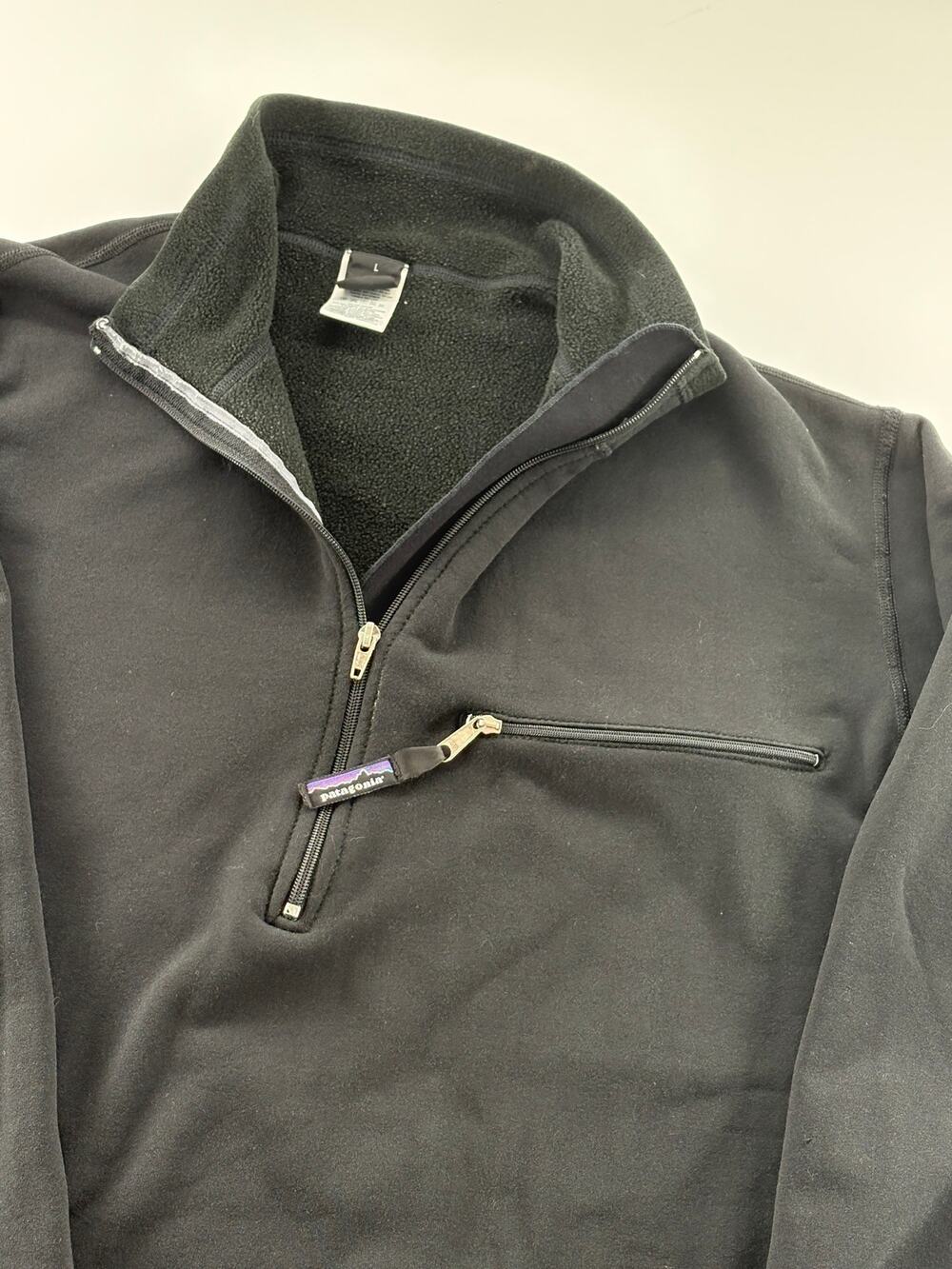 Vintage Patagonia Quarter Zip Fleece Pullover Men's L Black Made in USA